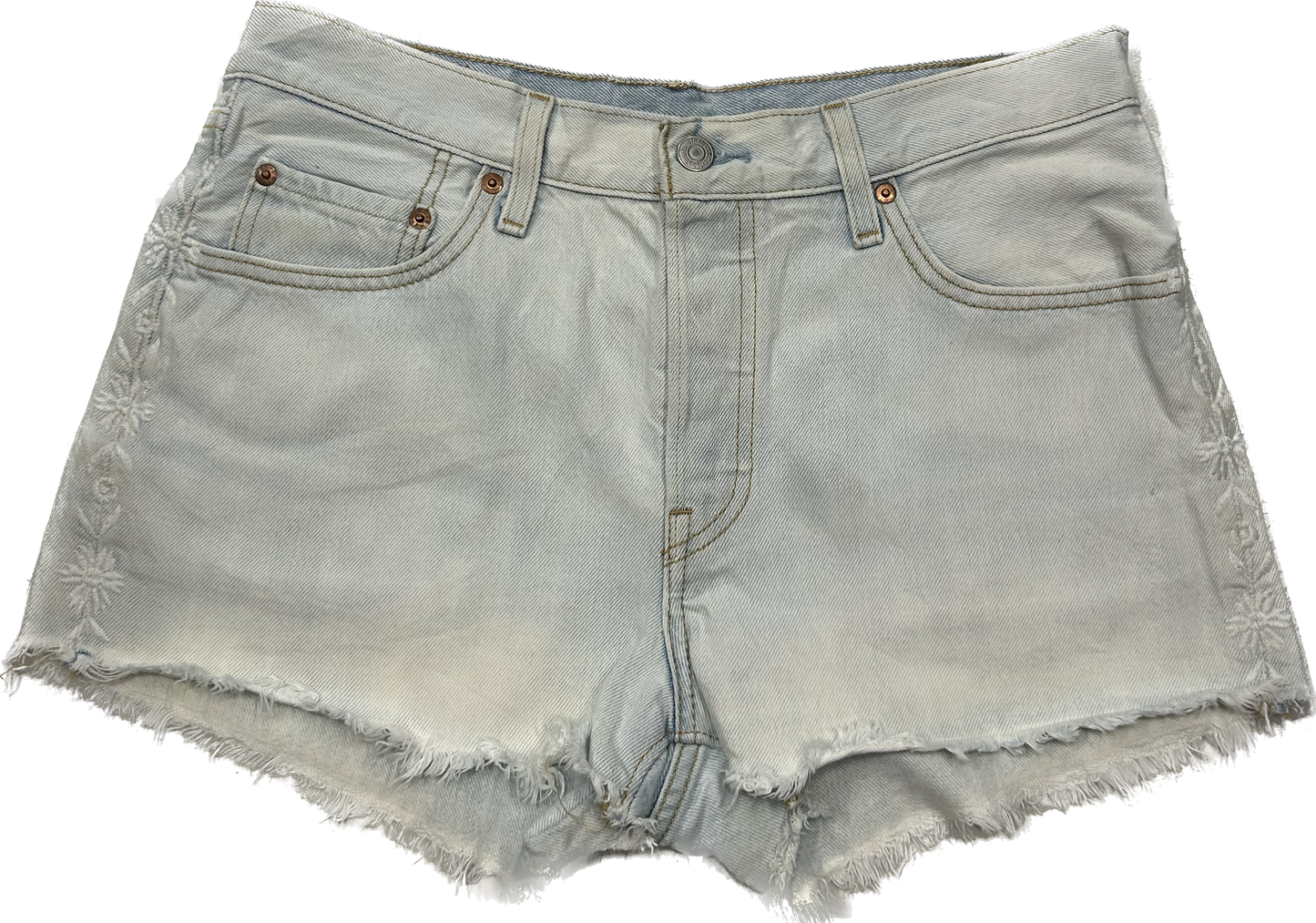 Levi's White Washed Knit Detail Denim Shorts
