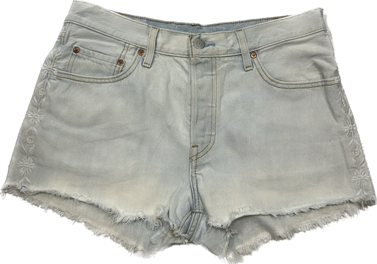Levi's White Washed Knit Detail Denim Shorts