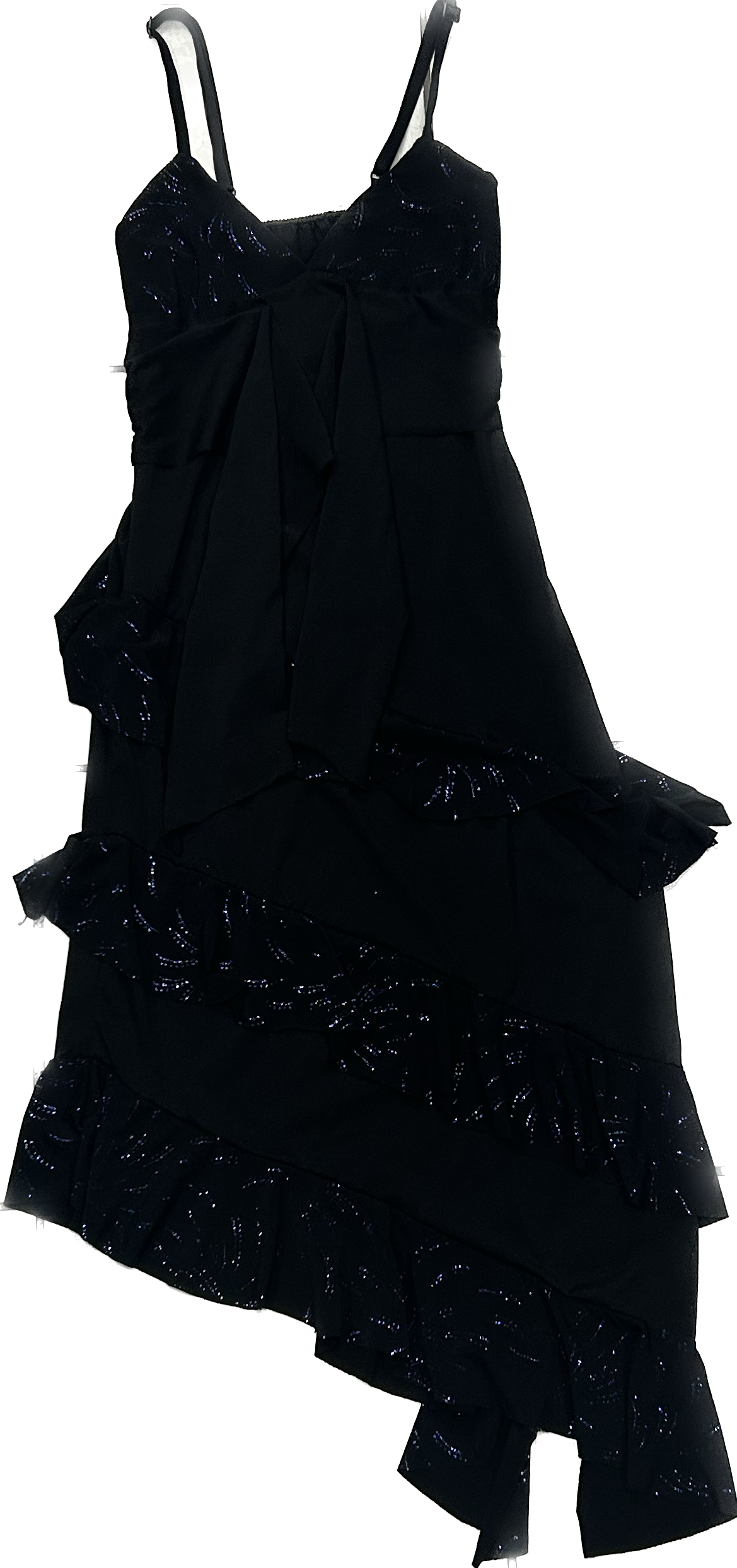 Black Assymetrical Dress with Blue Sequin