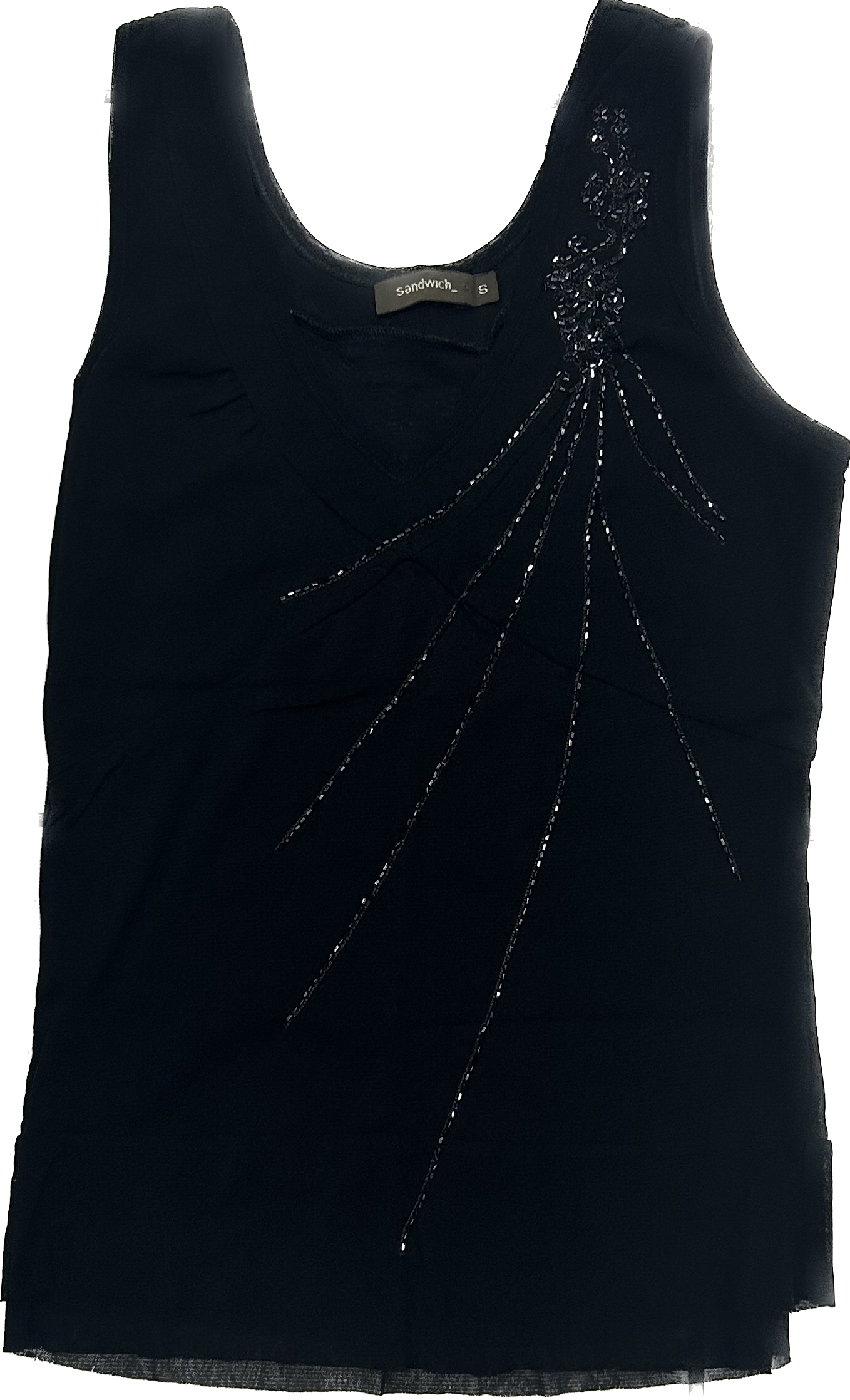 Black Tight-Fit Mesh and Sequins Top