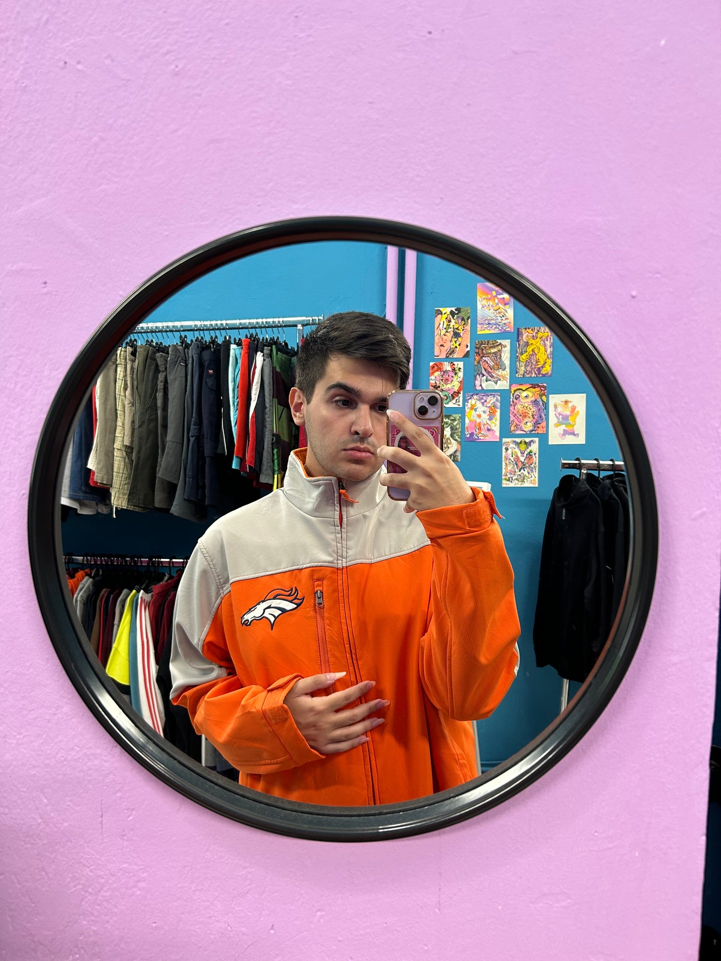 Broncos NFL rare orange jacket with fleece interior