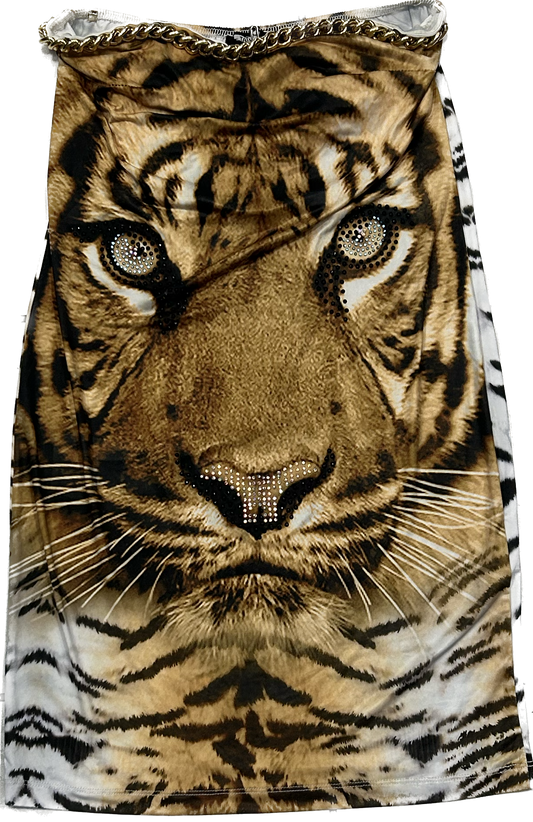 Tatu Lion Sequin Strapless Dress