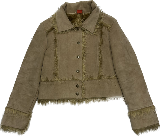 Brown Cropped Fluffy Cowgirl Jacket