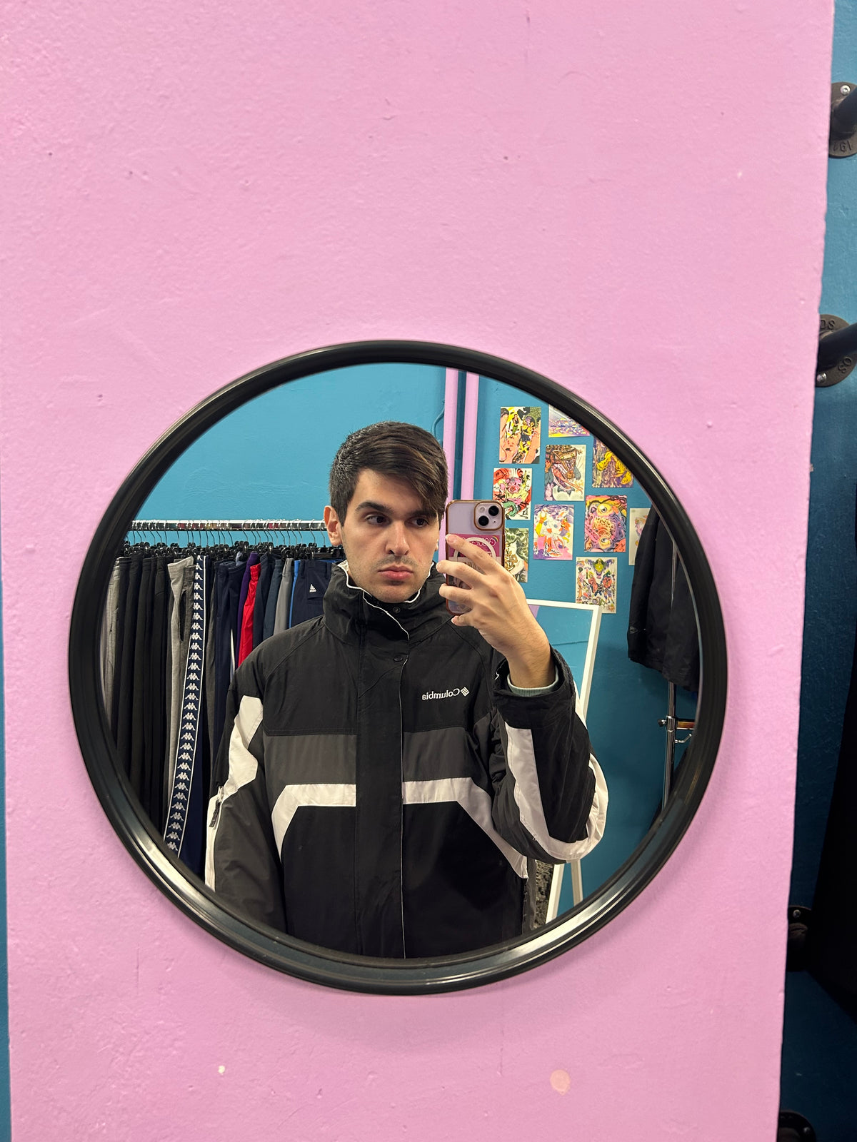 Columbia 00's Black Grey White Heavy Jacket with Fleece Interior