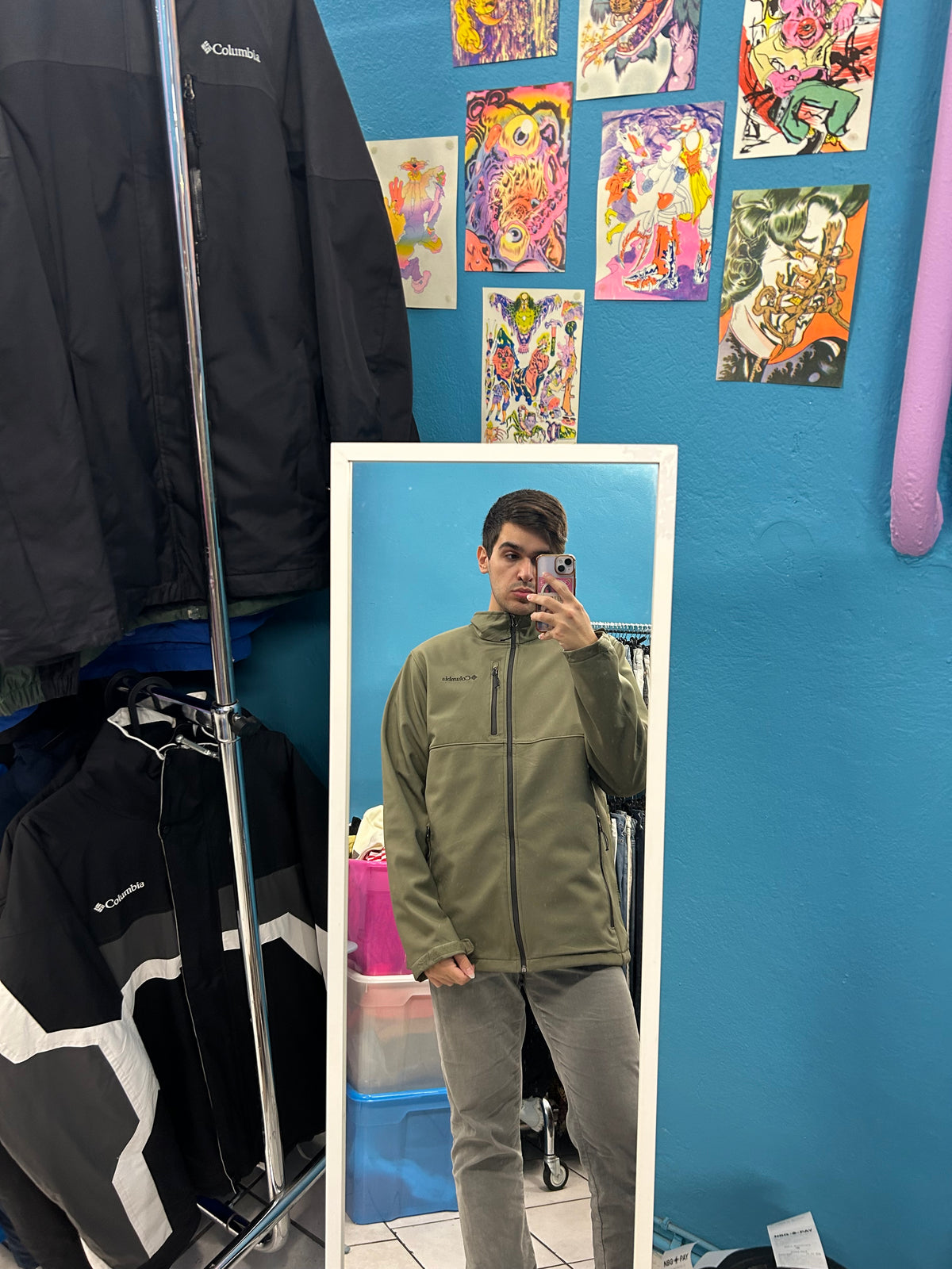 Columbia Pastel Green Jacket with Fleece Interior