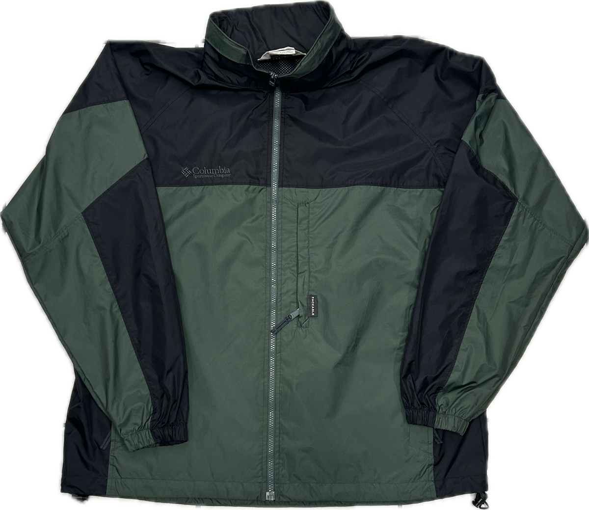 Columbia 00's Forest Green and Black Waterproof Windbreaker