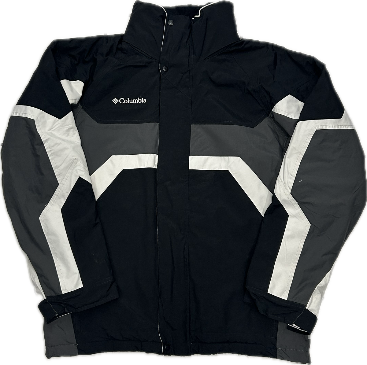 Columbia 00's Black Grey White Heavy Jacket with Fleece Interior